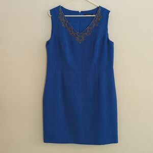 Ellen Tracy Royal Blue Sleeveless Dress - Size 16